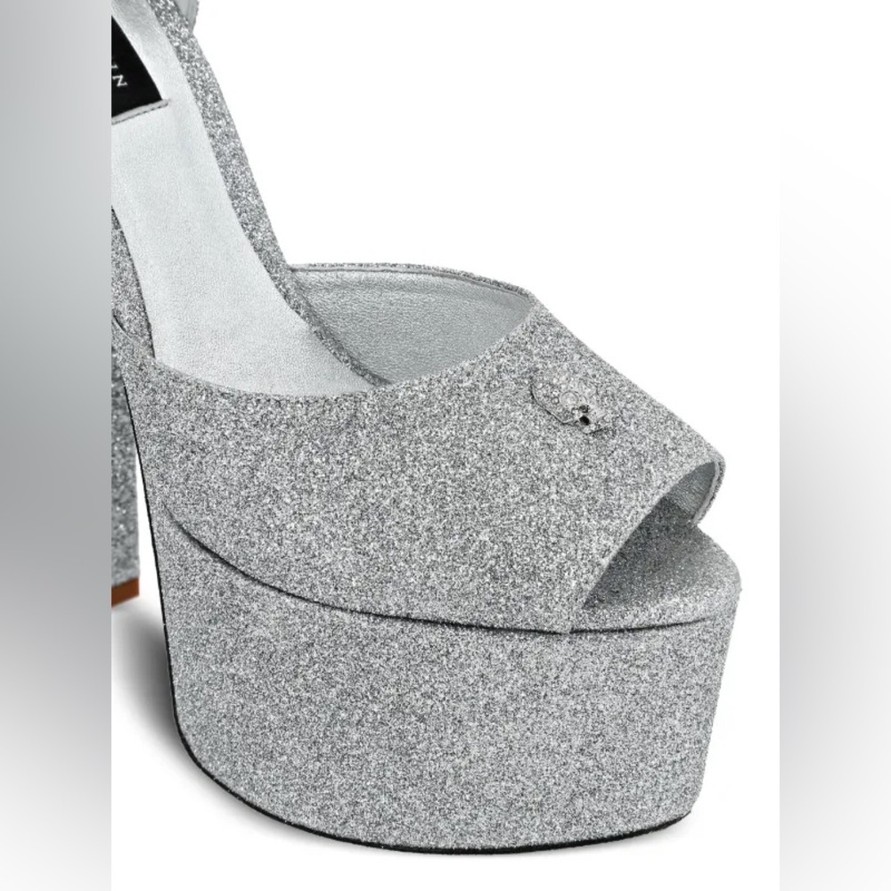 Philipp Plein Silver Glitter Platform Sandals - Picture 4 of 5